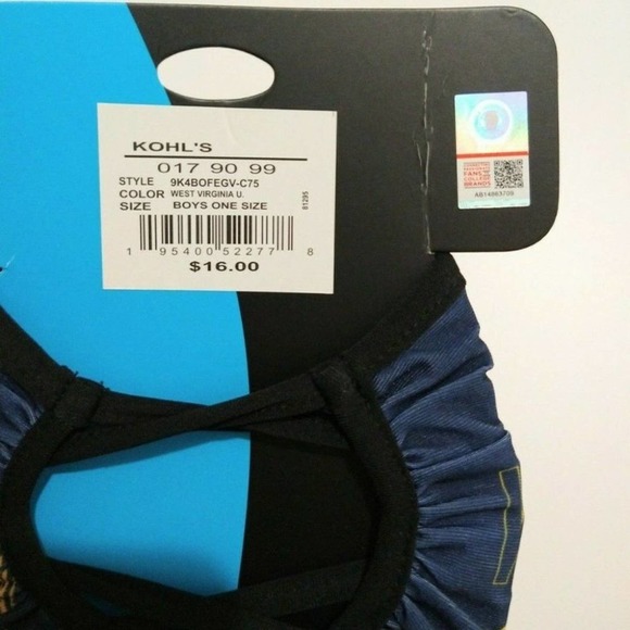 West Virginia University 2 Pc Face Cover Youth Face Mask Set Blue & Gold - Picture 3 of 7